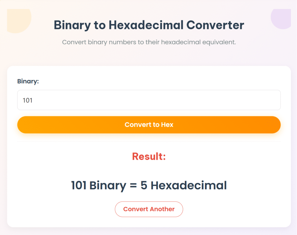 Binary to hexadecimal converter